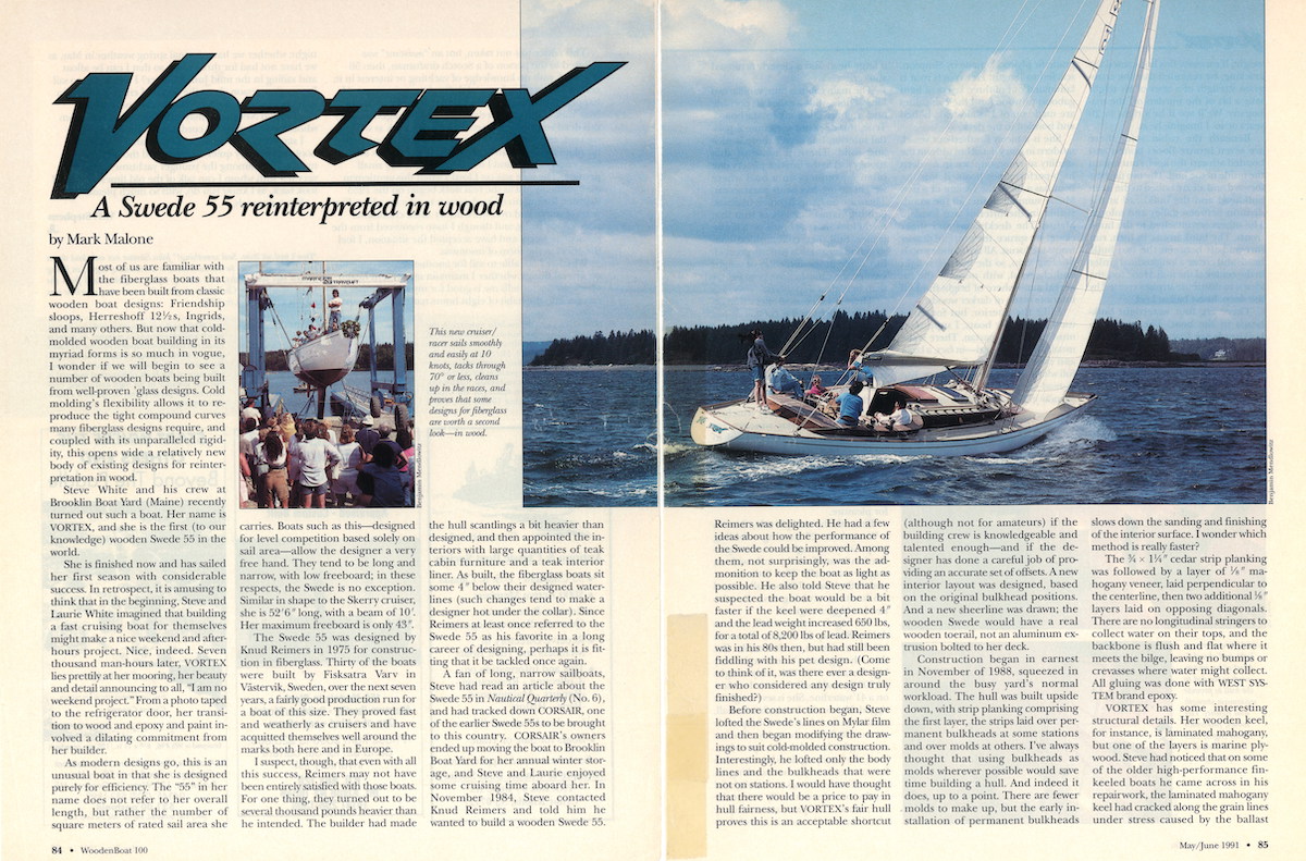 Artikel in Wooden Boat über die Swede 55 Replik Vortex