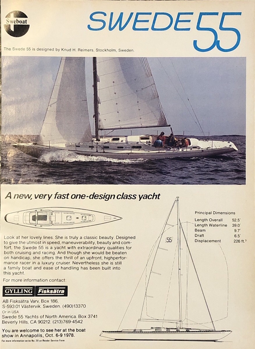 Full page Swede 55 Advertisement in US Yachting Magazine 1978