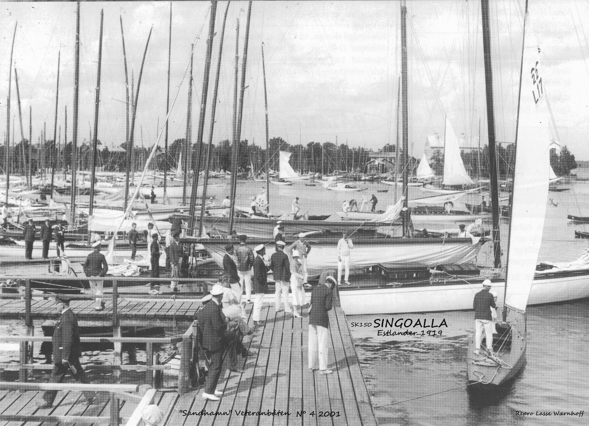 150 sqm Skerrycruiser Singoalla berthed in KSSS port of Sandhamn near Stockholm, Sweden