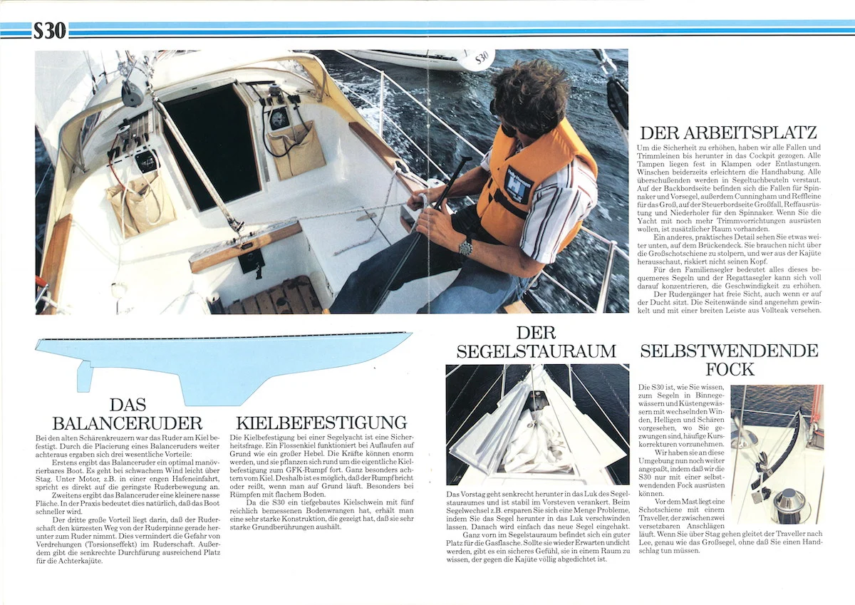 Vorstellung des S30 in der zweiten Version in einer Broschüre der Fisksätra Werft