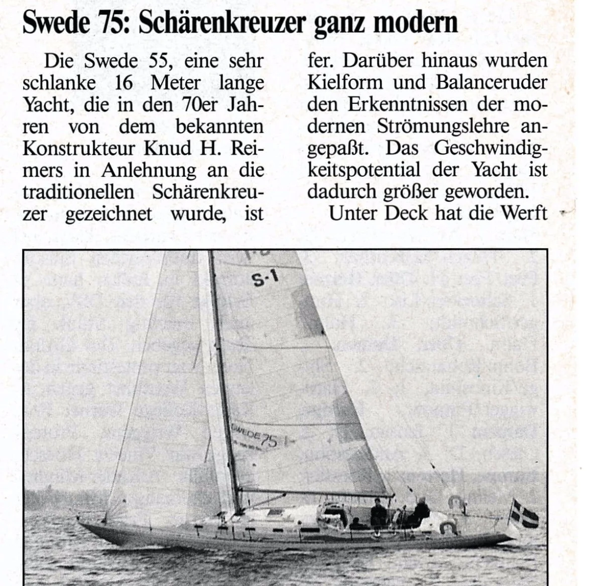 Artikel über Swede 75 als Nachfolger des Touren-Schärenkreuzers Swede 55