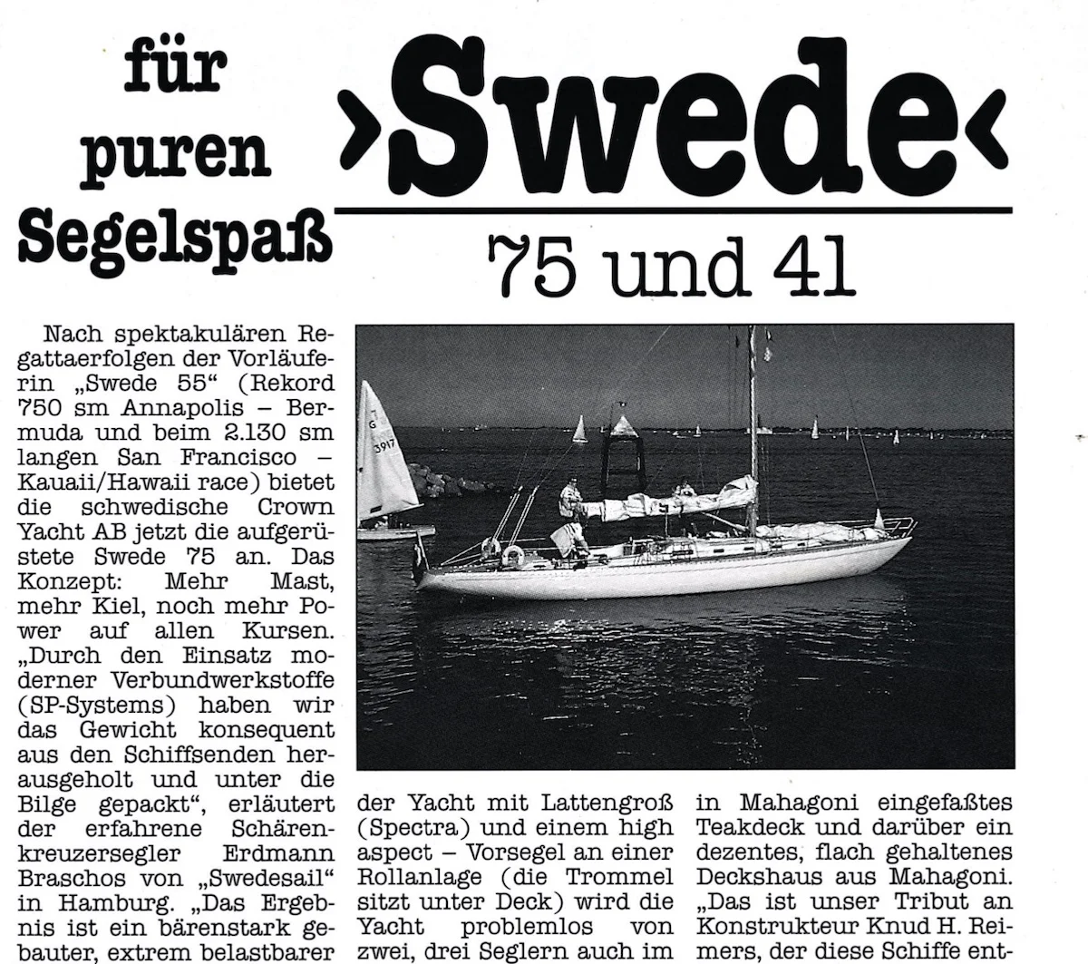 Artikel über die Touren-Schärenkreuzer Swede 41 und Swede 75