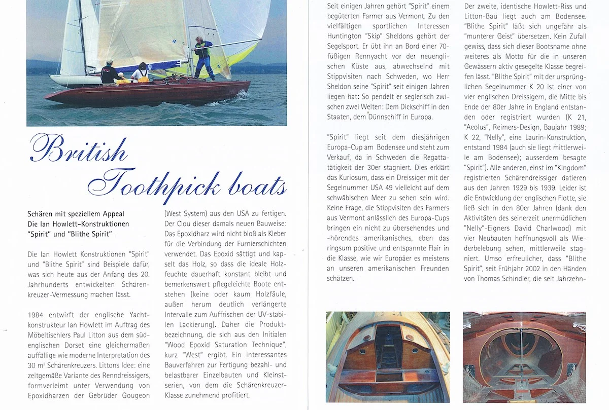 Über die Ian Howlett Konstruktionen der 30 qm Schärenkreuzer Klasse